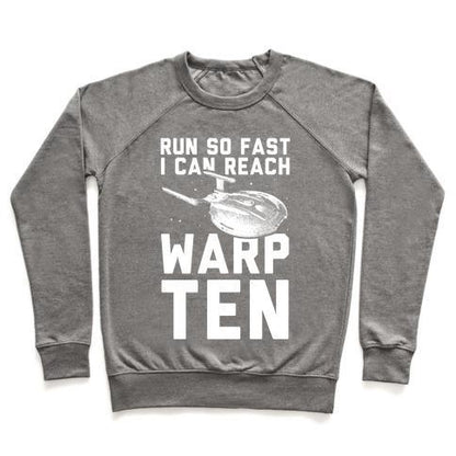 Virgin Teez  Pullover Crewneck Sweatshirt / x-small / Heathered Gray I CAN REACH WARP TEN CREWNECK SWEATSHIRT