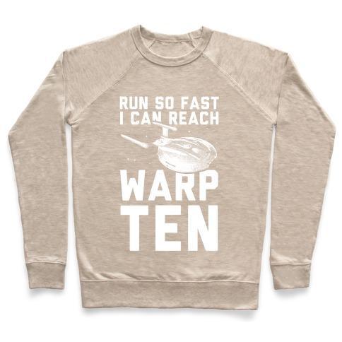 Virgin Teez  Pullover Crewneck Sweatshirt / x-small / Heathered Oatmeal I CAN REACH WARP TEN CREWNECK SWEATSHIRT