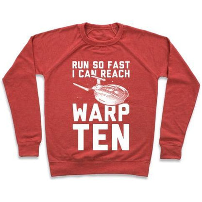 Virgin Teez  Pullover Crewneck Sweatshirt / x-small / Heathered Red I CAN REACH WARP TEN CREWNECK SWEATSHIRT