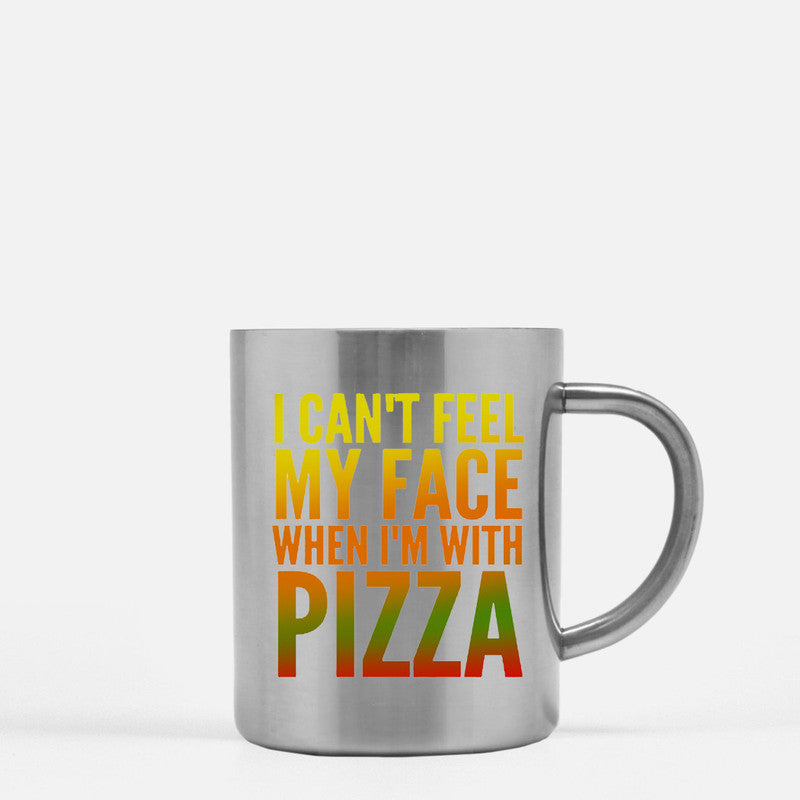 I Cant Feel My Face When Im With Pizza Yellow Gold & Silver Mug