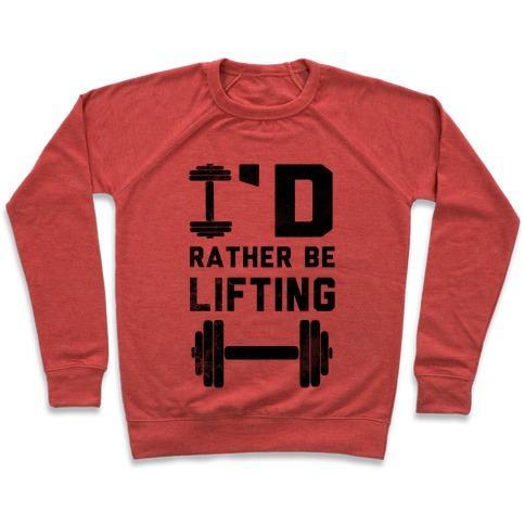 Virgin Teez  Pullover Crewneck Sweatshirt / x-small / Heathered Red I'D RATHER BE LIFTING (TANK) CREWNECK SWEATSHIRT