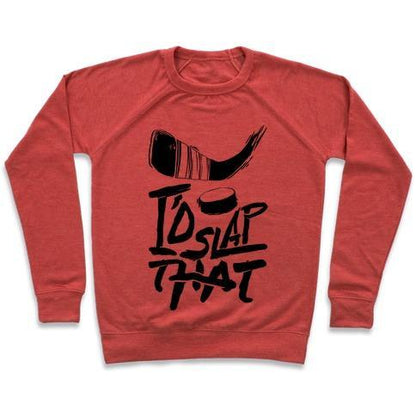 Virgin Teez  Pullover Crewneck Sweatshirt / x-small / Heathered Red I'D SLAP THAT CREWNECK SWEATSHIRT