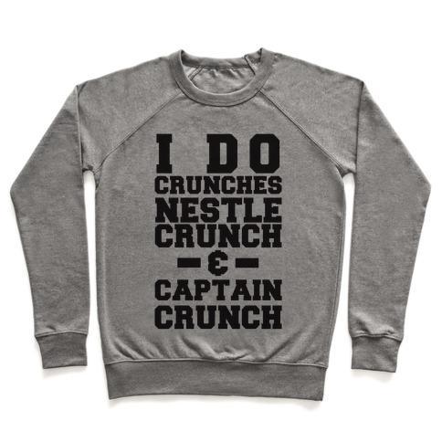 Virgin Teez  Pullover Crewneck Sweatshirt / x-small / Heathered Gray I DO CRUNCHES CREWNECK SWEATSHIRT