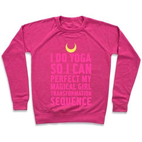 Virgin Teez  Pullover Crewneck Sweatshirt / x-small / Deep Pink I DO YOGA CREWNECK SWEATSHIRT