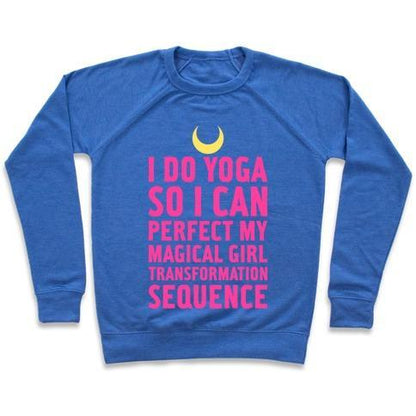 Virgin Teez  Pullover Crewneck Sweatshirt / x-small / Heathered Blue I DO YOGA CREWNECK SWEATSHIRT