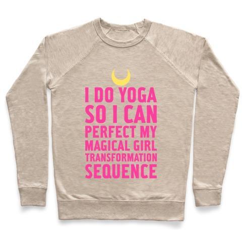 Virgin Teez  Pullover Crewneck Sweatshirt / x-small / Heathered Oatmeal I DO YOGA CREWNECK SWEATSHIRT