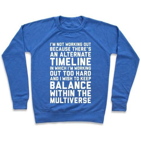 Virgin Teez  Pullover Crewneck Sweatshirt / x-small / Heathered Blue I DON'T WORK OUT CREWNECK SWEATSHIRT