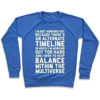 Virgin Teez  Pullover Crewneck Sweatshirt / x-small / Heathered Blue I DON'T WORK OUT CREWNECK SWEATSHIRT