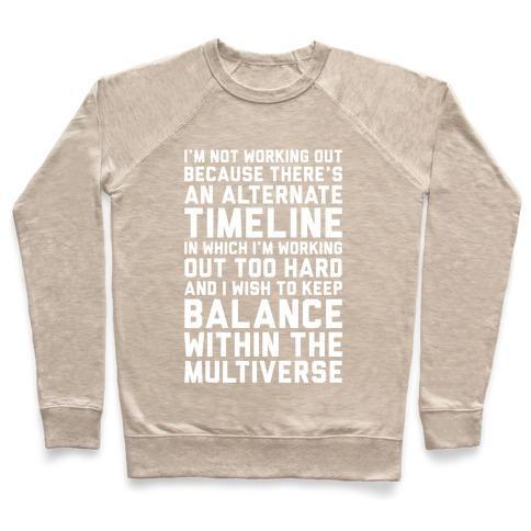 Virgin Teez  Pullover Crewneck Sweatshirt / x-small / Heathered Oatmeal I DON'T WORK OUT CREWNECK SWEATSHIRT