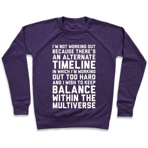 Virgin Teez  Pullover Crewneck Sweatshirt / x-small / Purple I DON'T WORK OUT CREWNECK SWEATSHIRT