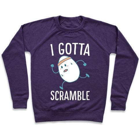 Virgin Teez  Pullover Crewneck Sweatshirt / x-small / Purple I GOTTA SCRAMBLE CREWNECK SWEATSHIRT