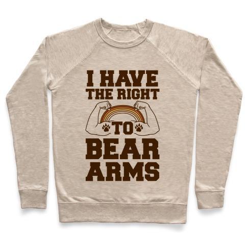 Virgin Teez  Pullover Crewneck Sweatshirt / x-small / Heathered Oatmeal I HAVE THE RIGHT TO BEAR ARMS CREWNECK SWEATSHIRT