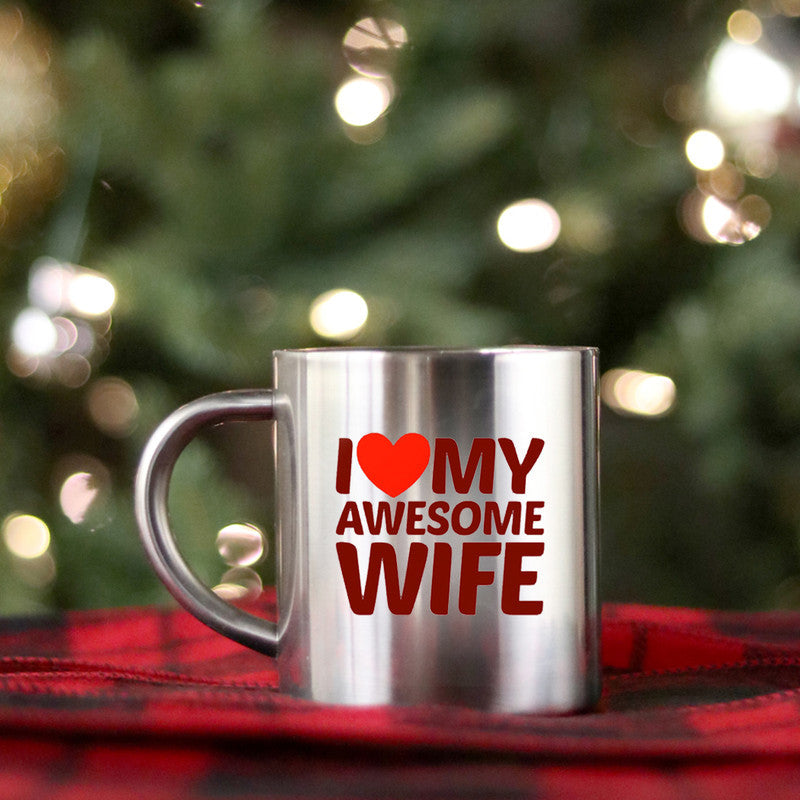 I Heart Love My Awesome Wife Gold & Silver Mug