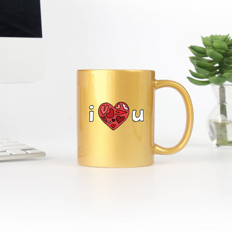 I Heart U Gold & Silver Mug