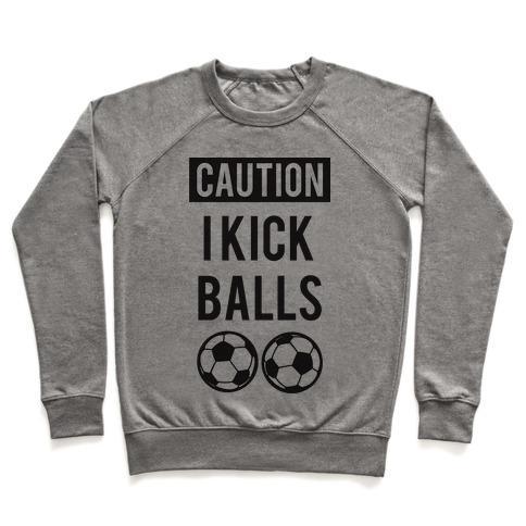 Virgin Teez  Pullover Crewneck Sweatshirt / x-small / Heathered Gray I KICK BALLS CREWNECK SWEATSHIRT