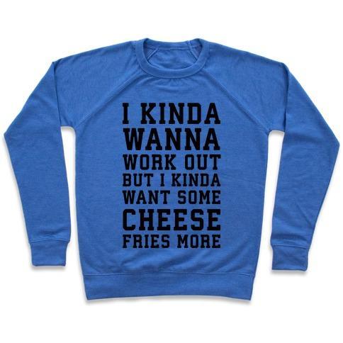 Virgin Teez  Pullover Crewneck Sweatshirt / x-small / Heathered Blue I KINDA WANNA WORK OUT CREWNECK SWEATSHIRT