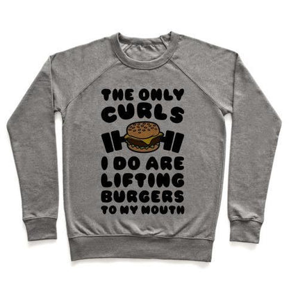 Virgin Teez  Pullover Crewneck Sweatshirt / x-small / Heathered Gray I LIFT BURGERS CREWNECK SWEATSHIRT