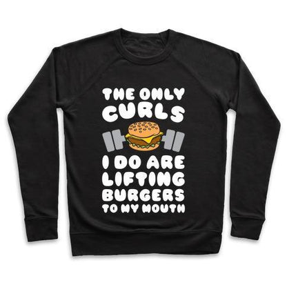 Virgin Teez  Pullover Crewneck Sweatshirt / x-small / Black I LIFT BURGERS CREWNECK SWEATSHIRT