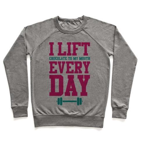 Virgin Teez  Pullover Crewneck Sweatshirt / x-small / Heathered Gray I LIFT EVERY DAY CREWNECK SWEATSHIRT