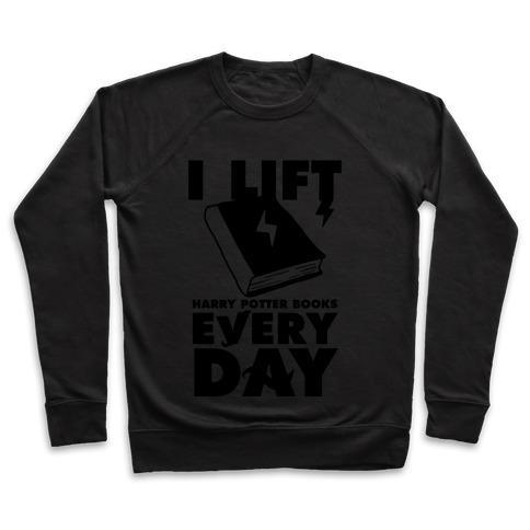 Virgin Teez  Pullover Crewneck Sweatshirt / x-small / Black I LIFT (HARRY POTTER BOOKS) EVERY DAY CREWNECK SWEATSHIRT