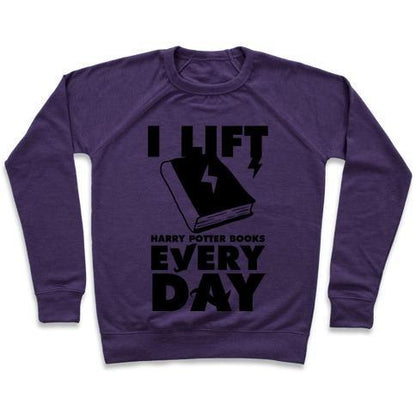 Virgin Teez  Pullover Crewneck Sweatshirt / x-small / Purple I LIFT (HARRY POTTER BOOKS) EVERY DAY CREWNECK SWEATSHIRT