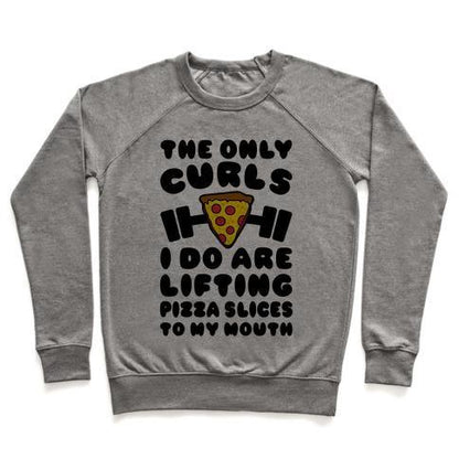 Virgin Teez  Pullover Crewneck Sweatshirt / x-small / Heathered Gray I LIFT PIZZA CREWNECK SWEATSHIRT