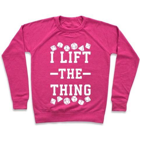 Virgin Teez  Pullover Crewneck Sweatshirt / x-small / Deep Pink I LIFT THE THING CREWNECK SWEATSHIRT