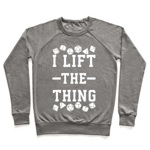 Virgin Teez  Pullover Crewneck Sweatshirt / x-small / Heathered Gray I LIFT THE THING CREWNECK SWEATSHIRT