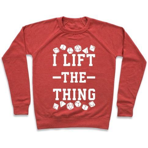 Virgin Teez  Pullover Crewneck Sweatshirt / x-small / Heathered Red I LIFT THE THING CREWNECK SWEATSHIRT