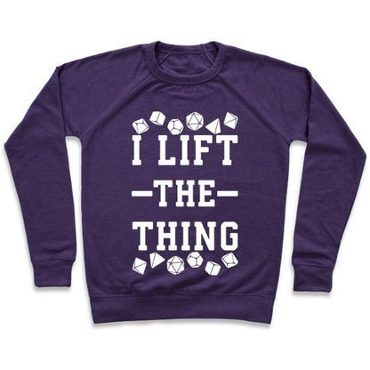 Virgin Teez  Pullover Crewneck Sweatshirt / x-small / Purple I LIFT THE THING CREWNECK SWEATSHIRT