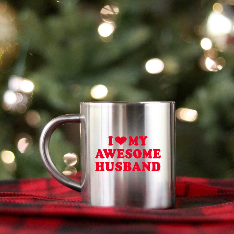 I Love My Awesome Husband Gold & Silver Mug