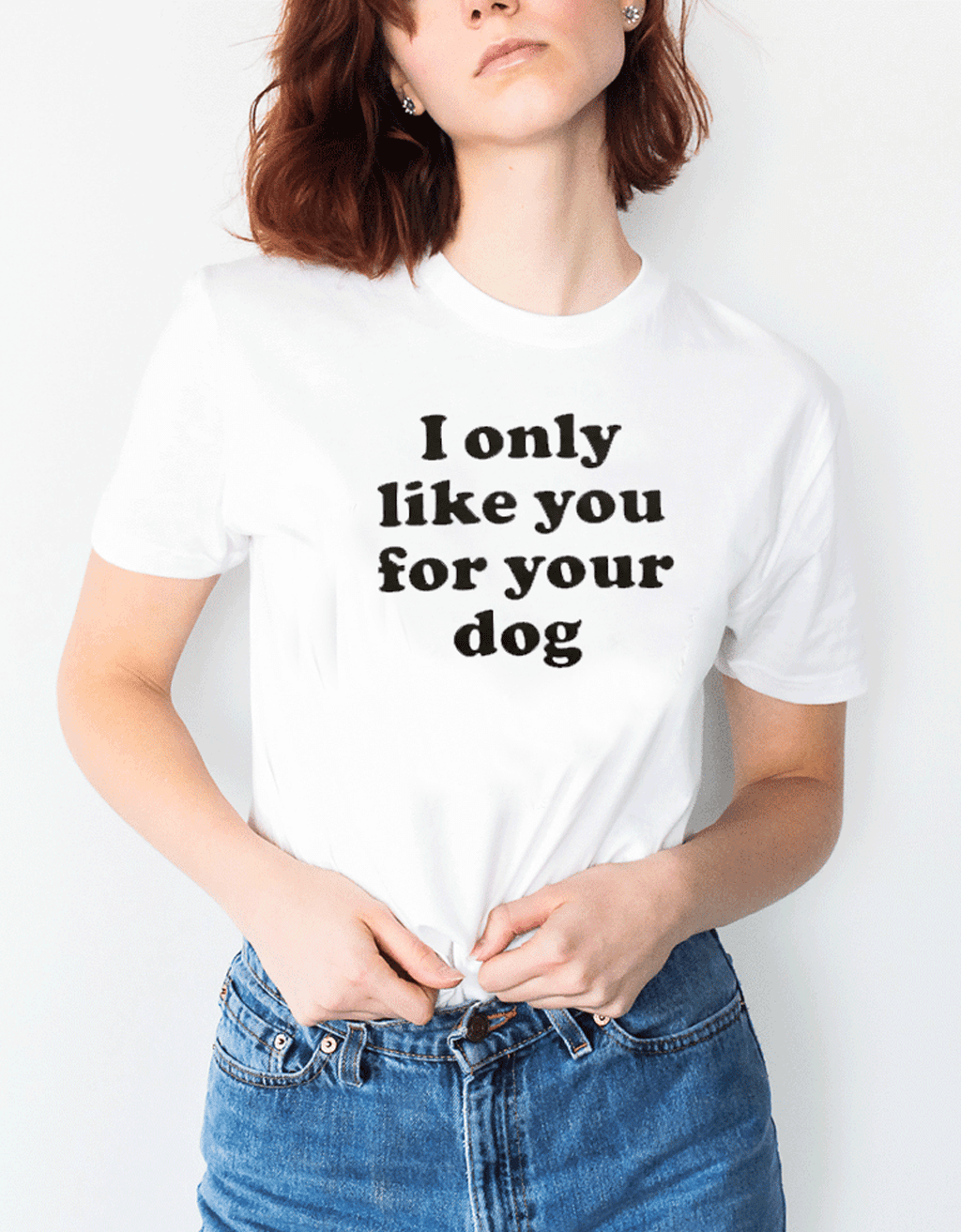 VIRGIN TEEZ Women T-Shirt I only like you for your dog  Women T-shirt