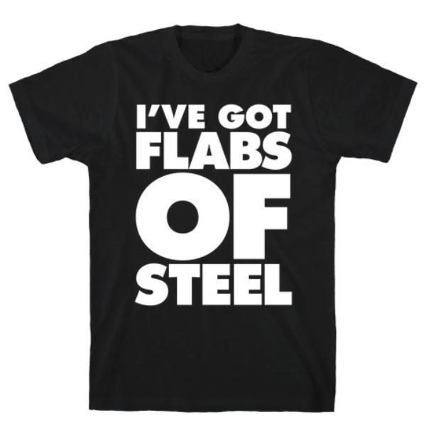 GYM FIT T-SHIRT I'VE GOT FLABS OF STEEL BLACK T-SHIRT