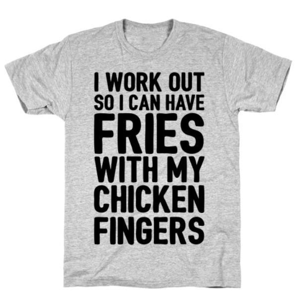 GYM FIT T-SHIRT I WORKOUT SO I CAN HAVE FRIES T-SHIRT