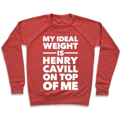 Virgin Teez  Pullover Crewneck Sweatshirt / x-small / Heathered Red IDEAL WEIGHT (HENRY CAVILL) CREWNECK SWEATSHIRT