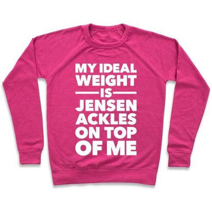 Virgin Teez  Pullover Crewneck Sweatshirt / x-small / Deep Pink IDEAL WEIGHT (JENSEN ACKLES) CREWNECK SWEATSHIRT