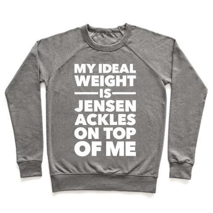 Virgin Teez  Pullover Crewneck Sweatshirt / x-small / Heathered Gray IDEAL WEIGHT (JENSEN ACKLES) CREWNECK SWEATSHIRT