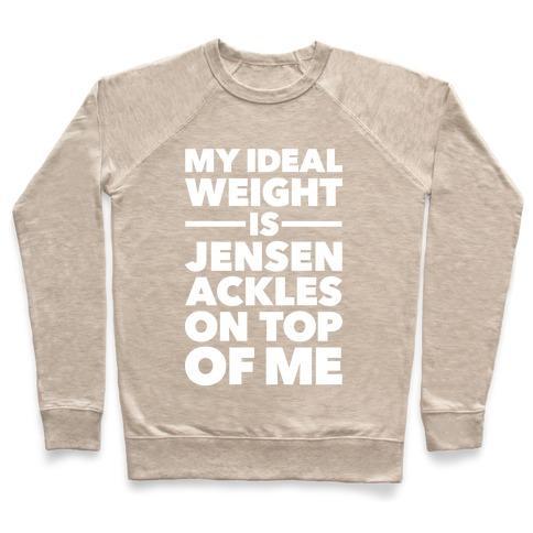 Virgin Teez  Pullover Crewneck Sweatshirt / x-small / Heathered Oatmeal IDEAL WEIGHT (JENSEN ACKLES) CREWNECK SWEATSHIRT