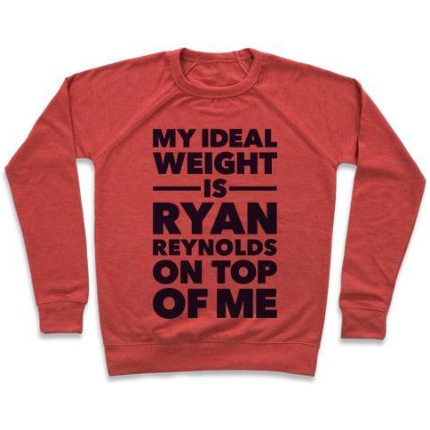 Virgin Teez  Pullover Crewneck Sweatshirt / x-small / Heathered Red IDEAL WEIGHT (RYAN REYNOLDS) CREWNECK SWEATSHIRT