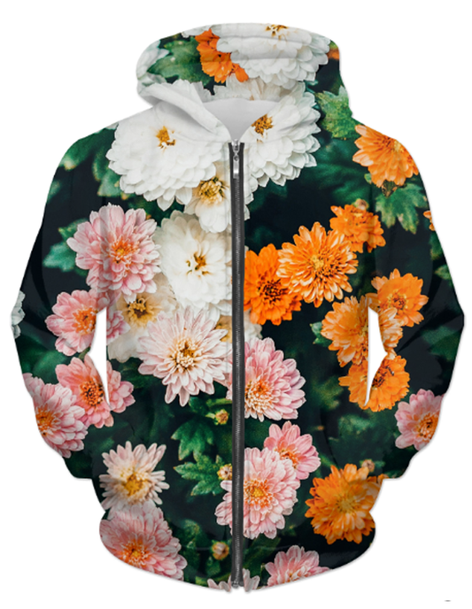 Virgin Teez Sublimation Hoodie In My Garden UNISEX ZIP HOODIE