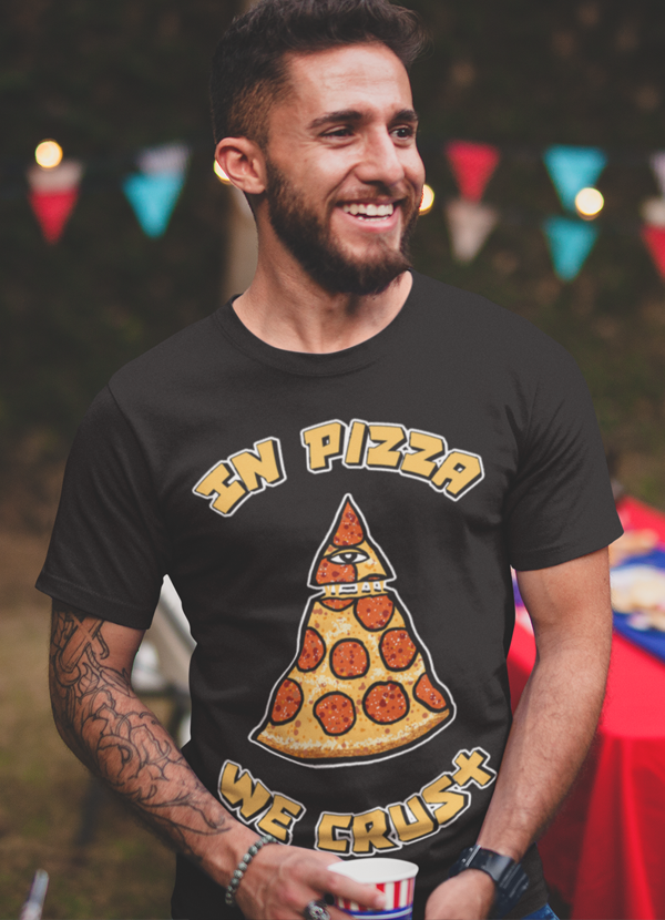 Virgin Teez T-SHIRT In Pizza We Crust Pyramide Shirt Food Italian Tasty Pizza Lover Tshirt Gift Tee T-shirt