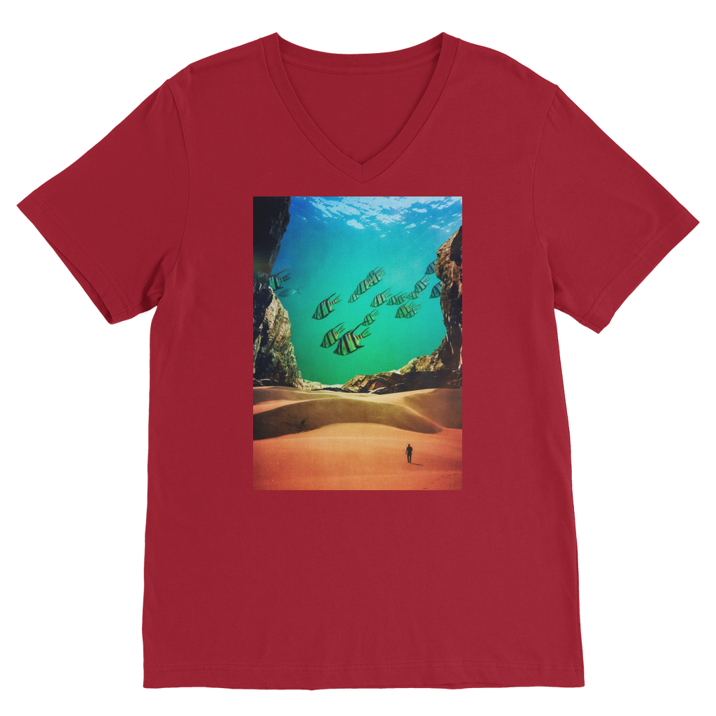 VIRGIN TEEZ Men T-Shirts Red / Unisex / S Inside the Cave Premium V-Neck T-Shirt