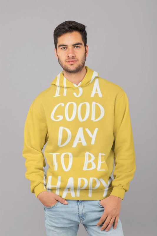 Its a good day to be happy yellow prints UNISEX Sublimation Hoodie