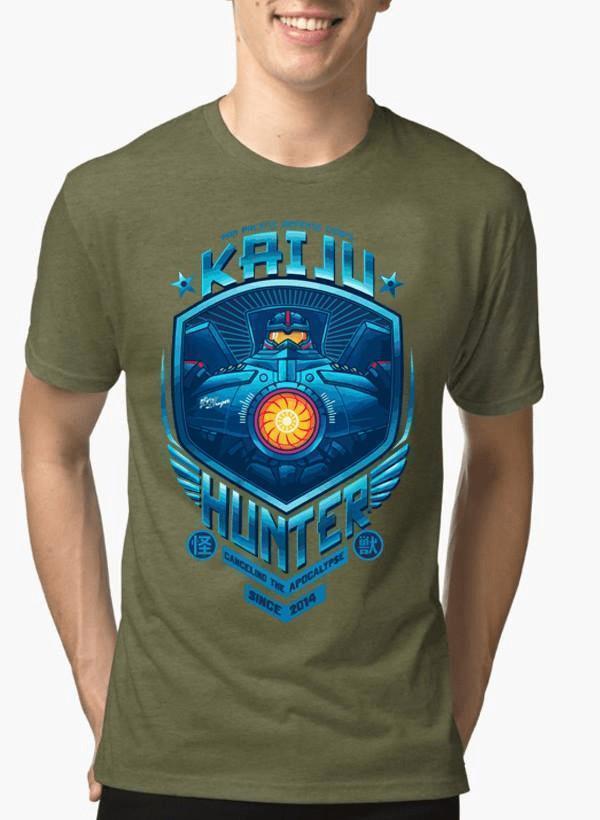 M Nidal Khan T-shirt SMALL / Green Kaiju Hunter Half Sleeves Melange T-shirt