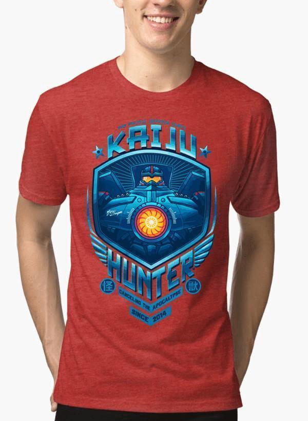 M Nidal Khan T-shirt SMALL / Red Kaiju Hunter Half Sleeves Melange T-shirt