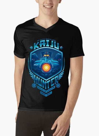 M Nidal Khan T-shirt Kaiju Hunter Half Sleeves V-Neck T-shirt