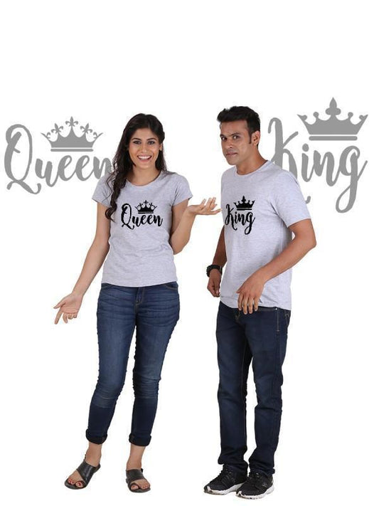 HUM TUM T-SHIRT King and Queen with Crown (Classic) Classic Couple T-Shirt