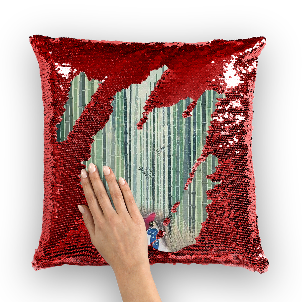 VIRGIN TEEZ Sequin Cover Red / White 京都市 (Kyoto) Sequin Cushion Cover