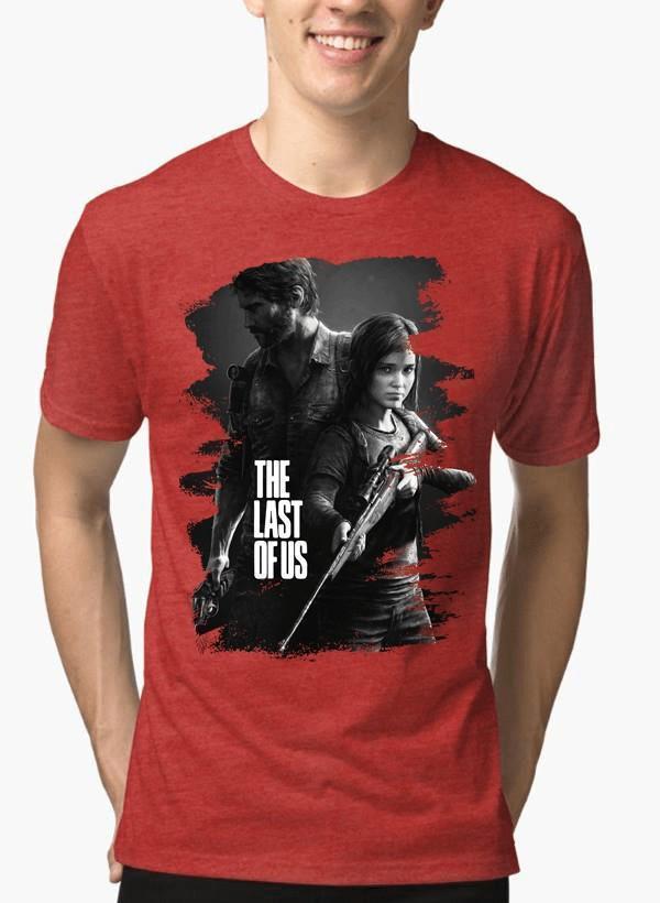 M Nidal Khan T-shirt SMALL / Red Last of Us Half Sleeves Melange T-shirt