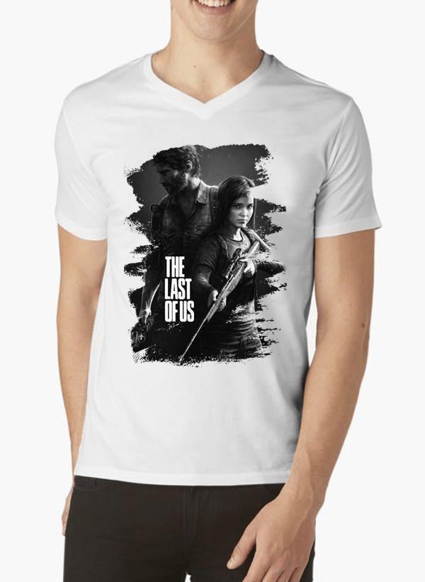 M Nidal Khan T-shirt SMALL / White Last of Us Half Sleeves V-Neck T-shirt